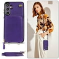 thumbnail image 3 of Crossbody Zipper Wallet Bag Case for Samsung Galaxy S24,Dteck Lager Capacity Purse Leather Card Slots Pocket Shockproof Case Kickstad Cover with Shoulder Strap, Purple, 3 of 8