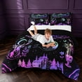 thumbnail image 3 of Manfei Gothic Dark Castle Full Size Comforter Sets,Retro Flowers Moon Bedding Comforter Set,Black Purple,Black Reversible,3 Pieces,1 Comforter and 2 Pillowcases, 3 of 7