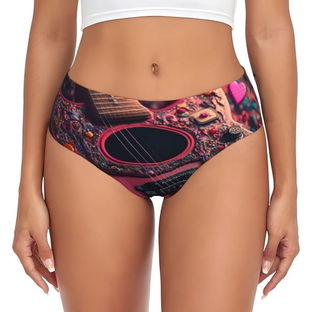 Balery Romantic Heart Guitar Ropa Interior de Algodón para Mujer con Dibujo – Braguitas Cómodas y Elásticas, Estilo Clásico-Medium