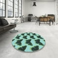 thumbnail image 4 of Ahgly Company Machine Washable Indoor Rectangle Transitional Medium Turquoise Green Area Rugs, 3' x 5', 4 of 7