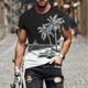 thumbnail image 2 of Camisetas de Manga Larga para Hombres Imprimir Fallow Cuello Redondo Camiseta, Moda Casual Manga Corta Mezcla de Algodón/Lino, 2 of 9