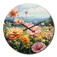 thumbnail image 2 of Designart "Pointillism Dot Art Zinnias Field" Floral Oversized Wall Clock, 2 of 5