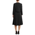 thumbnail image 3 of INSPIRE CHIC Women's Wedding Guest Suit Dress Two Pieces Sets Formal Sleeveless Dress and Crop Blazer Shrug S Black, 3 of 4