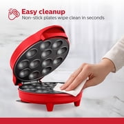 Holstein Housewares 12-Count Cakepop Maker, with Non-Stick Plates & Indicator Lights – Bakes 12 Sweet or Savory Pops Fast, Perfect for Birthday Treats & Holiday Party Snacks, Red