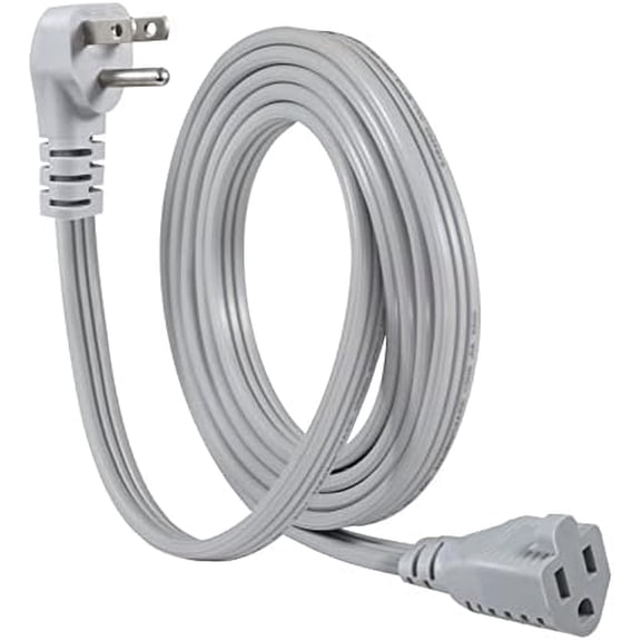 Appliance Power Extension Cord - 3 Prong Flat Wire SPT-3 14 AWG Heavy Duty Male to Female Extender Low Profile Grounded Cable for Major AC Unit, Air Conditioner, Refrigerator, Heater (1 Feet)