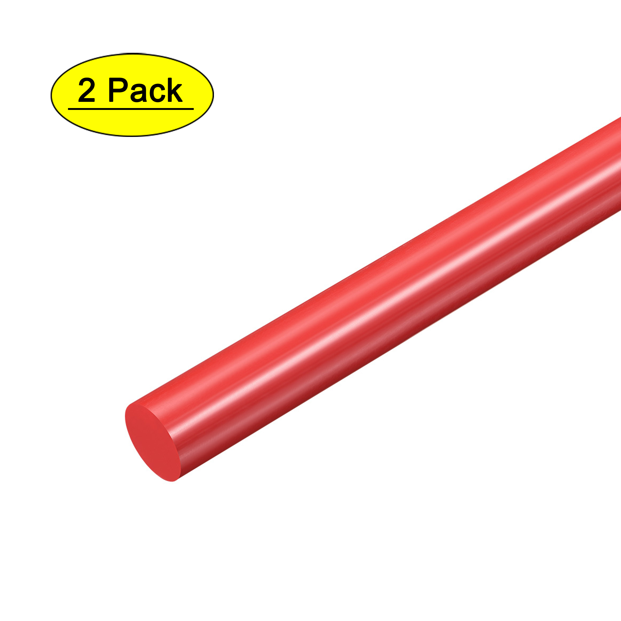 2pcs Plastic Round Rod 5/8" Dia 20" Length Red (POM) Polyoxymethylene Rods Engineering Plastic Round Bars(15mm)