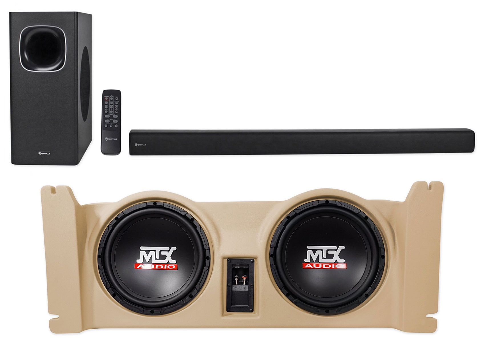 Dual 10" MTX Subwoofers+Tan Sealed Enclosure For 9706 Jeep Wrangler TJ