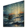 thumbnail image 2 of Designart "Seascape with Fishing Inspired by Van Gogh VI" Vangogh Print on Natural Pine Wood, 2 of 5