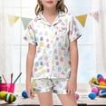 thumbnail image 2 of Girls Children Easter Pajamas Egg Painted Lapel Short Sleeve Funny Buttons 2 Piece Pjs Clothes Set White,12-13 Years, 2 of 5