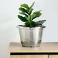 thumbnail image 6 of Efavormart 14" Dia Modern Silver Barrel Planter Pot, Decorative Indoor Outdoor Flower Pots, 6 of 11