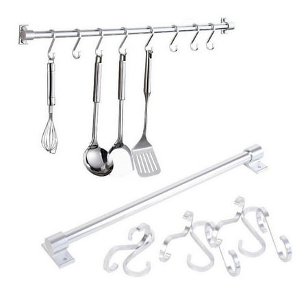 Wall Mount Utensil Rack - Kitchen Utensils Holder, Perfect Kitchen Rail Rack Wall Mounted Utensil Storage Hanging Hanger 6/8 Hook