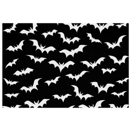 

HOHODIY Rectangular Halloween Placemats Set of 4 Non-Slip Heat Resistant Place Mats Machine Washable 12 x 18 Table Mats for Party Kitchen Dining Home Decor Bats