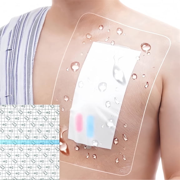 Pack of 10 Waterproof Shower Cover for Dialysis Catheter,Large Port Surgery Incisions Protector Patch,Clear Adhesive Pads,11.8"x9.8" Rectangle Wounds Dressing Bandage