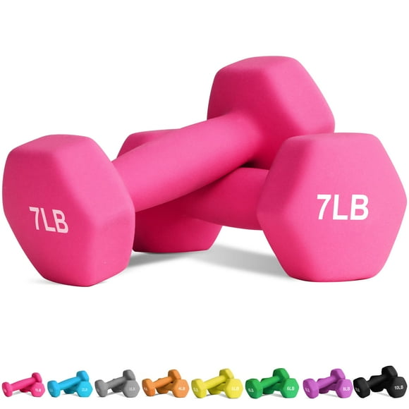Balelinko Equipo De Gimnasio En Casa Entrenamientos Entrenamiento De Fuerza Pérdida De Peso Pilates Pesas Conjuntos De Yoga Pesas Para Mujeres, Hombres, Personas Mayores Y Jóvenes, 7 Libras, Par Rosa