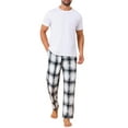 thumbnail image 2 of Pantalones de dormir para hombres estilo CHIC INSPIRAR con cintura elástica y cordón, pantalones de pijama casuales de cuadros 32 beige y negro, 2 of 6