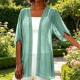 thumbnail image 2 of Cmfcve Women's Chiffon Cardigans 3/4 Sleeve Open Front Sheer Kimono Cardigans Lightweight Casual Swimsuit Cover-Ups, 2 of 6
