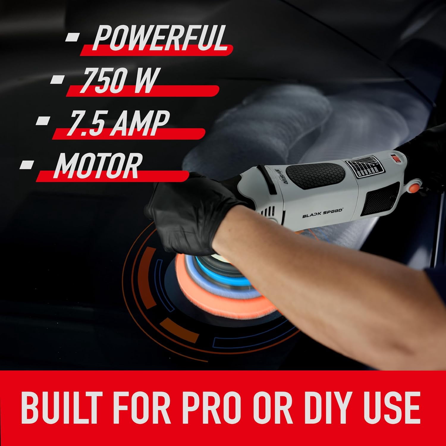 750 Watt Car Buffer For Paint Correction Nanoskin Black Speed 21mm Long ...