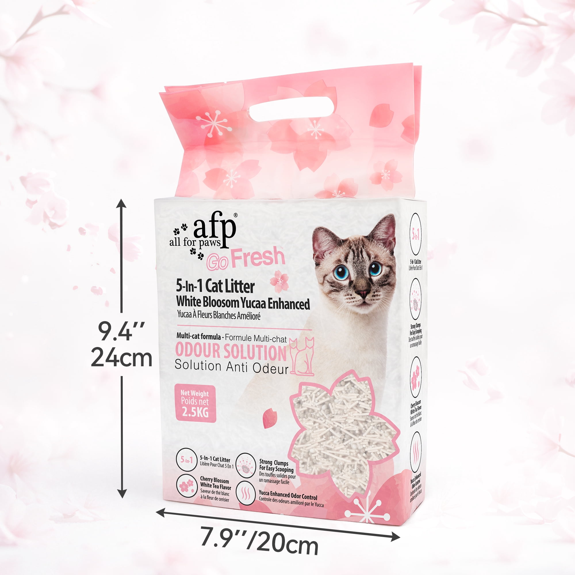 (2 pack) All For Paws Yucca Enhanced Natural Tofu & Cassava Cat Litter, 5.6lb – Excellent Odor Control | Strong Clumping | Low Tracking & Low Dust Pellet Kitty Litter, White Blossom Scented