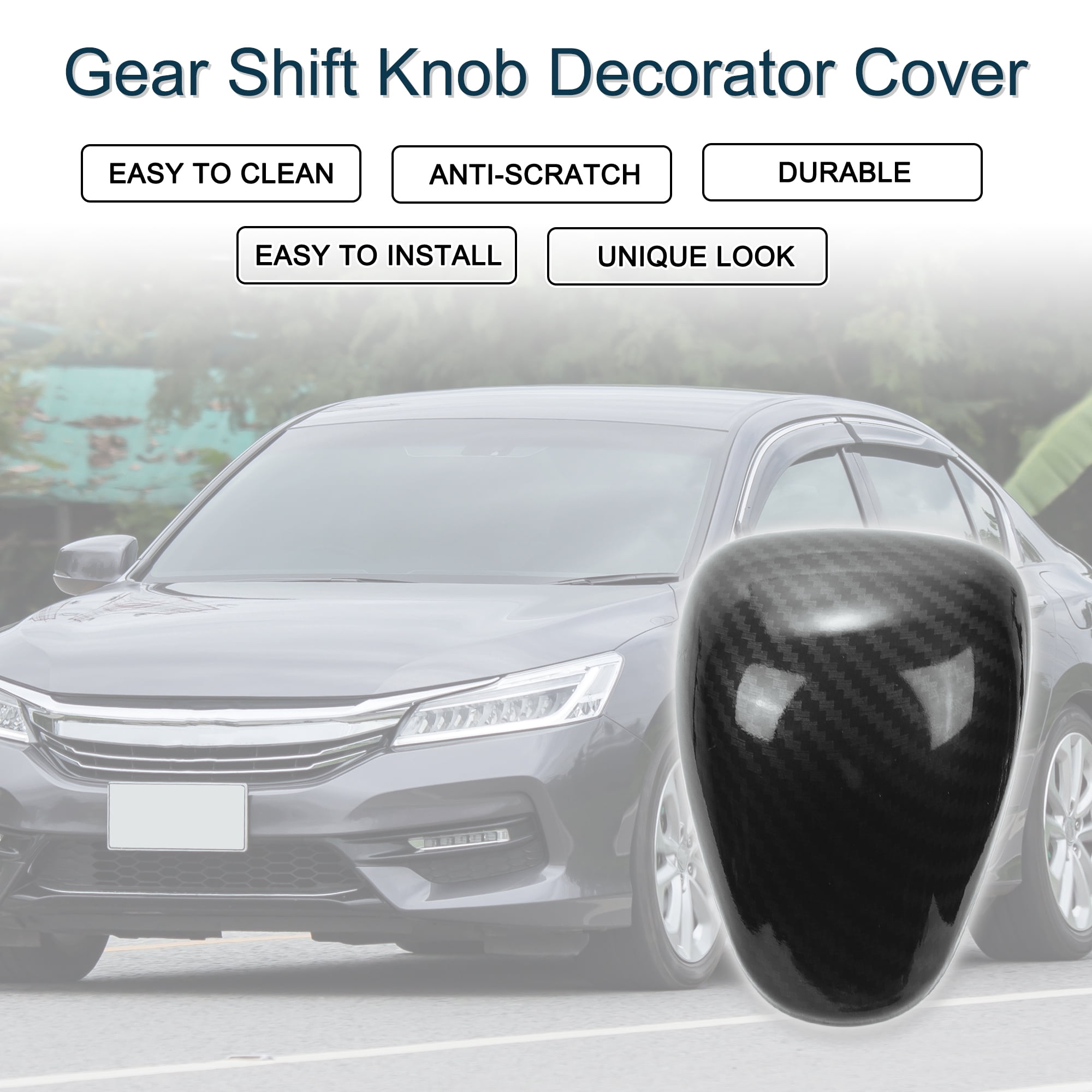 Unique Bargains Gear Shift Knob Decorator Cover for Honda Accord 2013-2017 Carbon Black
