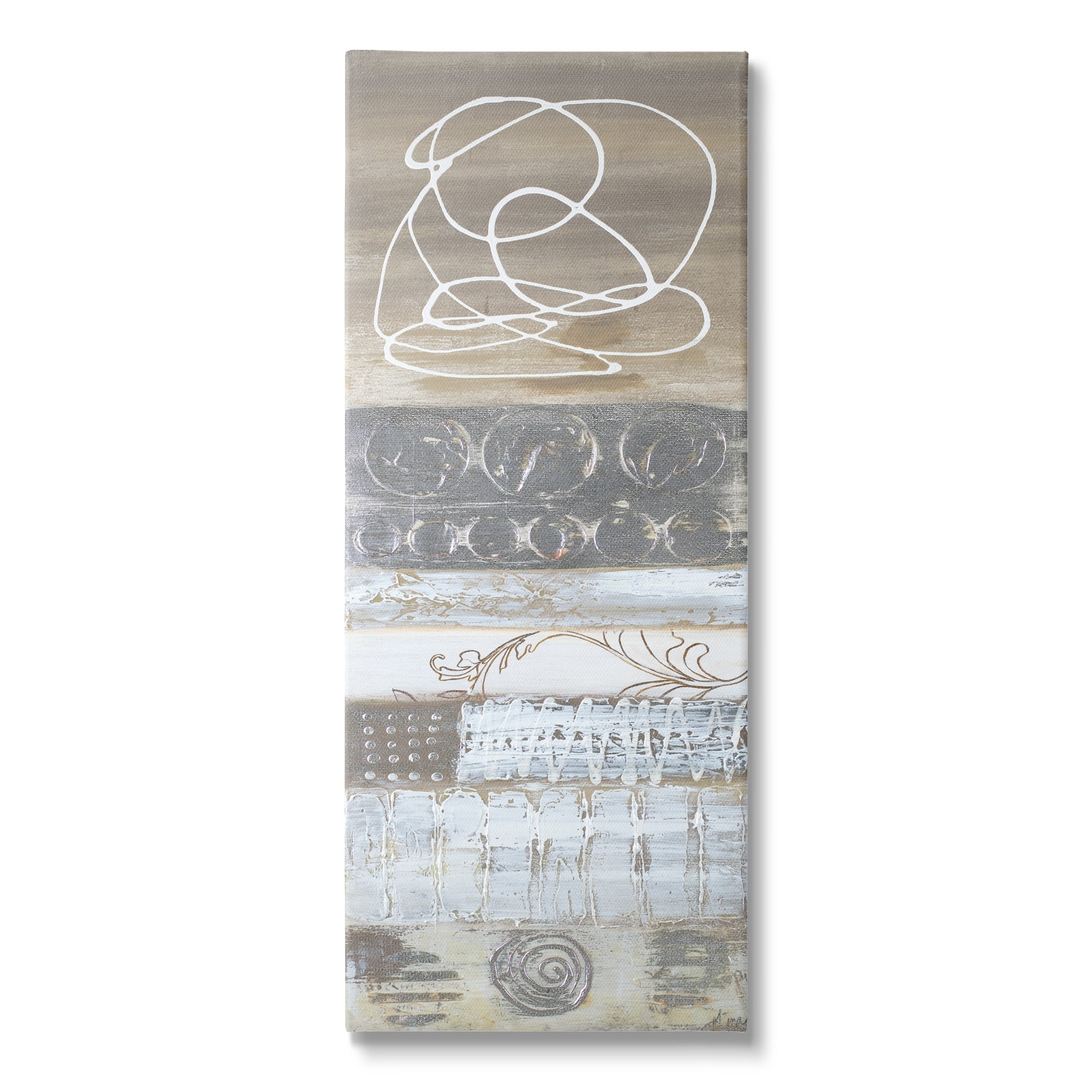 Stupell Industries Artistic Layers Abstract Pattern Stitching Circular Line Doodle 17 x 40 Design by Gina Ritter