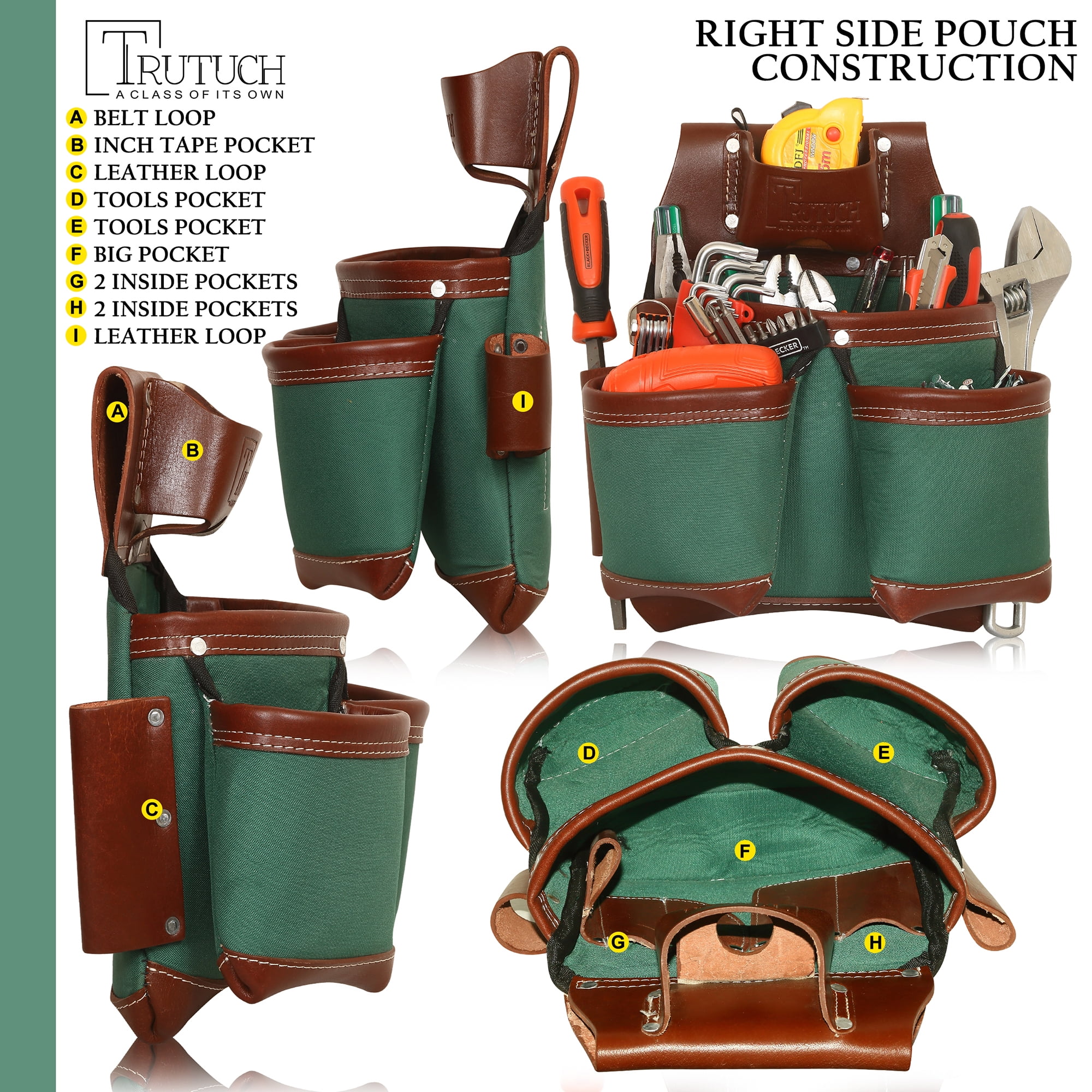 Leather Carpenter tool Pouch With Work Tool Belt, Tool Bag with Belt –  TRUTUCH