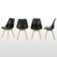 thumbnail image 2 of Dining Chairs Set of 4 Mid-Century Modern Dinning Chairs, Upholstered Dining Accent Chairs Living Room Bedroom Kitchen Outdoor Lounge Chair, PU Leather Cushion, Wood Legs with Anti-Slip, Black, 2 of 9
