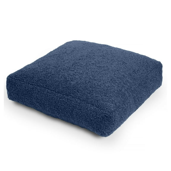 Brio Floor Pillow - Large Décor Cushion for Meditation, Yoga, & Lounging - Faux Shearling, Indigo
