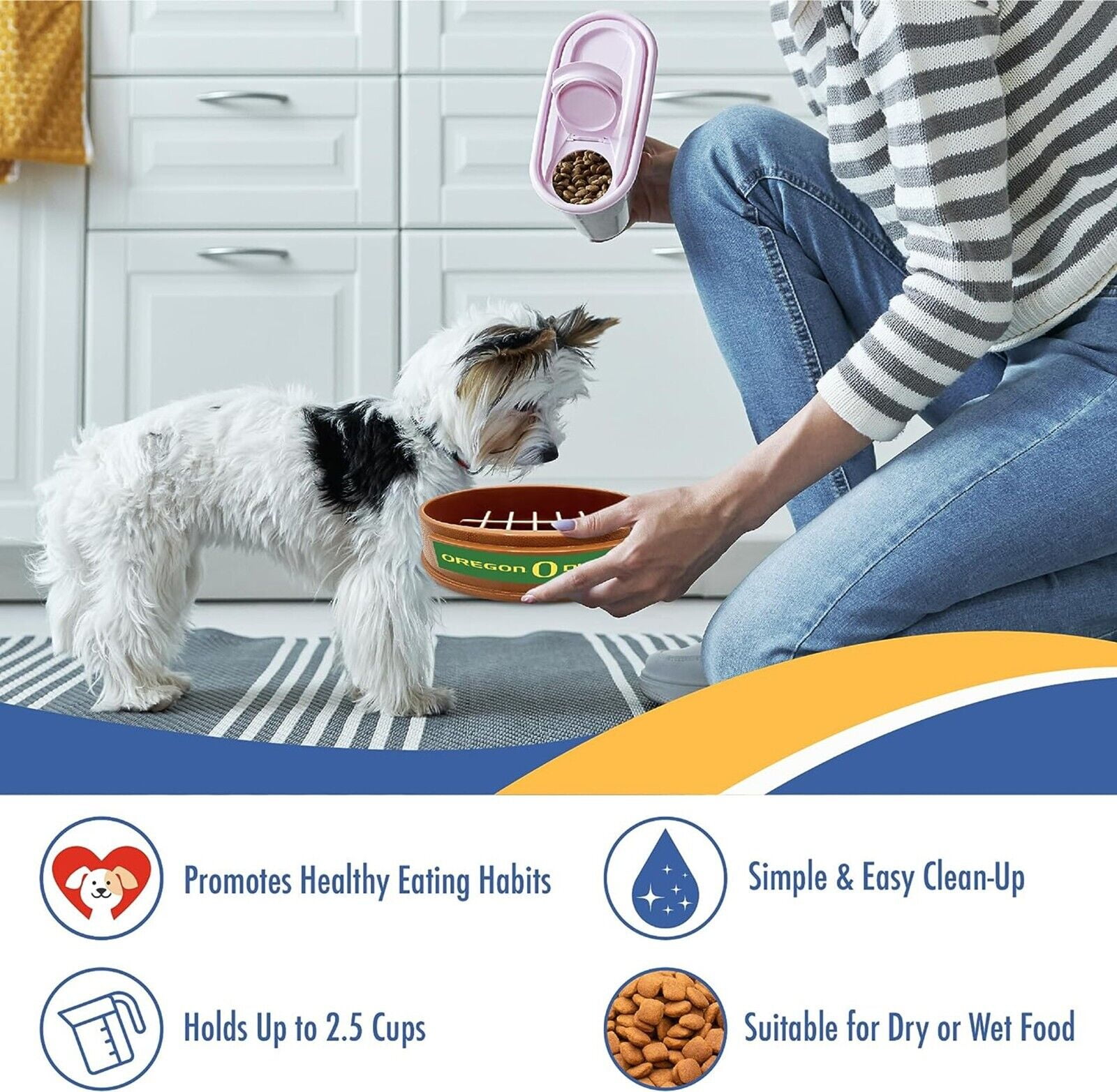 Pets First NCAA Oregon Ducks Super-Bowl Slow Feeder Bowl for Dogs and Cats with Non-Slip Mat