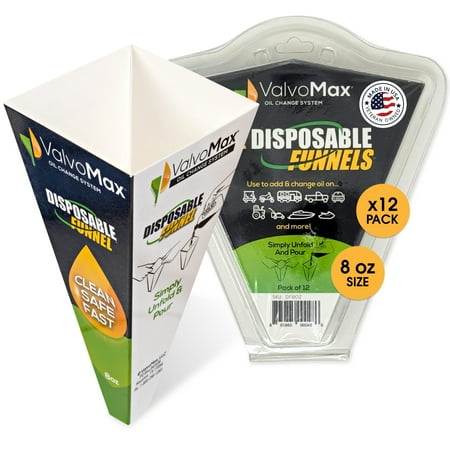 ValvoMax Disposable Funnel Collapsible, 8 oz, (12 Pack)