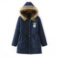 thumbnail image 4 of Chaqueta de algodón con capucha para mujer, Parkas cálidas y ajustadas con forro polar, abrigos medios informales, prendas de vestir gruesas, Otoño e Invierno, 4 of 5