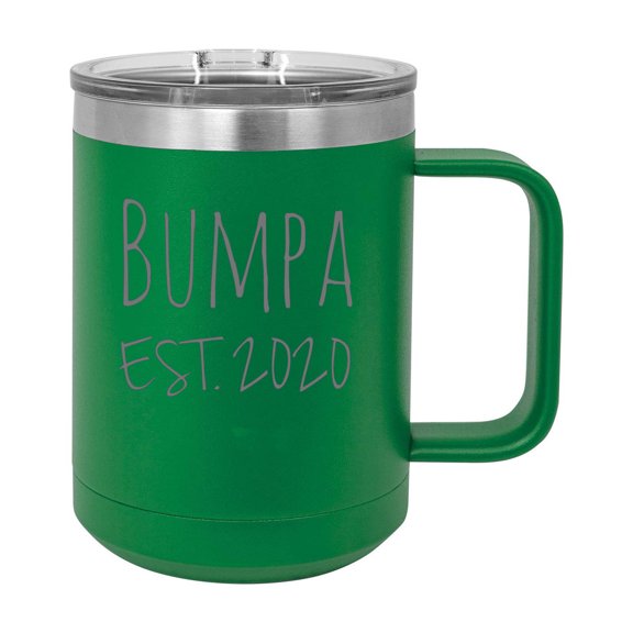 Bumpa Est. 2020 Established Stainless Steel Vacuum Insulated 15 Oz Engraved Double-Walled Travel Coffee Mug with Slider Lid