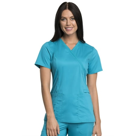 

Cherokee Workwear Revolution Tech Women s Scrubs Top Mock Wrap WW775AB
