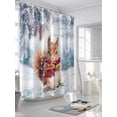 thumbnail image 5 of Christmas Squirrel, Waterproof Fabric Shower Curtain, Forest Snowflake Pine Tree Watercolor Shower Curtain for Bathroom Curtains Bathtubs Hotel Washable Shower Curtains with 12 Hooks Standard 66x72, 5 of 6