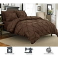 thumbnail image 2 of Pintuck 3-Piece Duvet Set, Pinch Pleat Design, Button Closure and Corner Ties for Easy Placement, Matching Shams Included, Full/Queen, Brown, 2 of 5