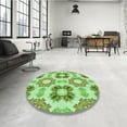 thumbnail image 4 of Ahgly Company Tapis d'Intérieur Rond Lavable en Machine Vert Transitionnel Oignon Vert, 7 Pieds Rond, 4 of 7