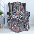 thumbnail image 4 of Vintage Soft Flannel Fleece Throw Blanket, Abstract Graphic Ornamental Hand Drawn Artwork with Circular Floral Motifs, Cozy Plush for Indoor and Outdoor Use, 70" x 90", Multicolor, by Ambesonne, 4 of 5