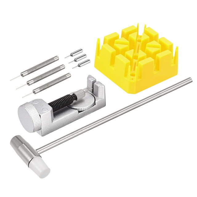 Unique Bargains Watch Band Link Pin Remover, Hammer Punch Pins Yellow Strap Holder Watch Repair