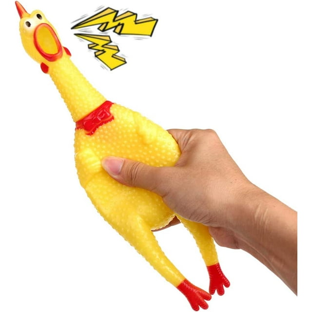 Pollo de goma/pollo para apretar, juguete novedoso de broma