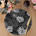 thumbnail image 3 of Black Grey Flowers Round 13 Inch Placemats Set of 2, Modern Abstract Blooms Floral HeatResistant Non Slip Place Mats for Dining Table, Wipeable Braided Kitchen Table Mats for Housewarming, 3 of 9
