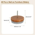 thumbnail image 2 of Nail-on Furniture Sliders, 40Pack Nail-on Felt Pads Round Chair Table Feet Pads Chair Leg Floor Protectors for Hardwood Floors (Brown, 30mm/1.18"), 2 of 7
