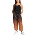 thumbnail image 5 of Fancifize Kids Girls Sleeveless Overalls Pants Casual Loose Straight Leg Jumpsuits Teens Printed Tie Dye Rompers 5-16 Years, 5 of 8