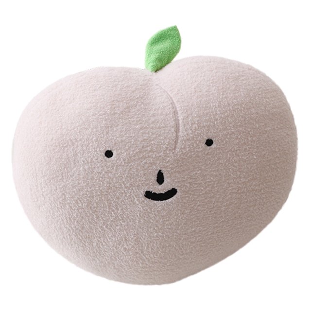 Kawaii Fruta Peluche Toy Lindo Cartoon Expresión Relleno Cereza Limón Pera Melocotón Tirar Almohada Muñeca Abrazando Cojín Decoración - Melocotón - Pequeño 35x28cm