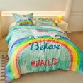 thumbnail image 4 of Koniroom Unicorn Comforter Set Full Size for Girls, 3 Pieces Kids Bedding Set with Rainbow, Bedroom Decor for Children, Green, 4 of 7