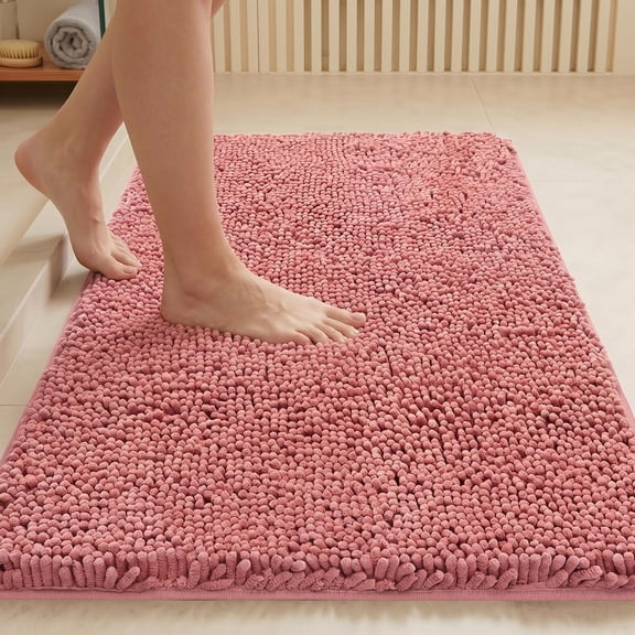 MudFree Bathroom Rugs, Non Slip Washable Doormat for Muddy Shoes, Pink 31"X20"