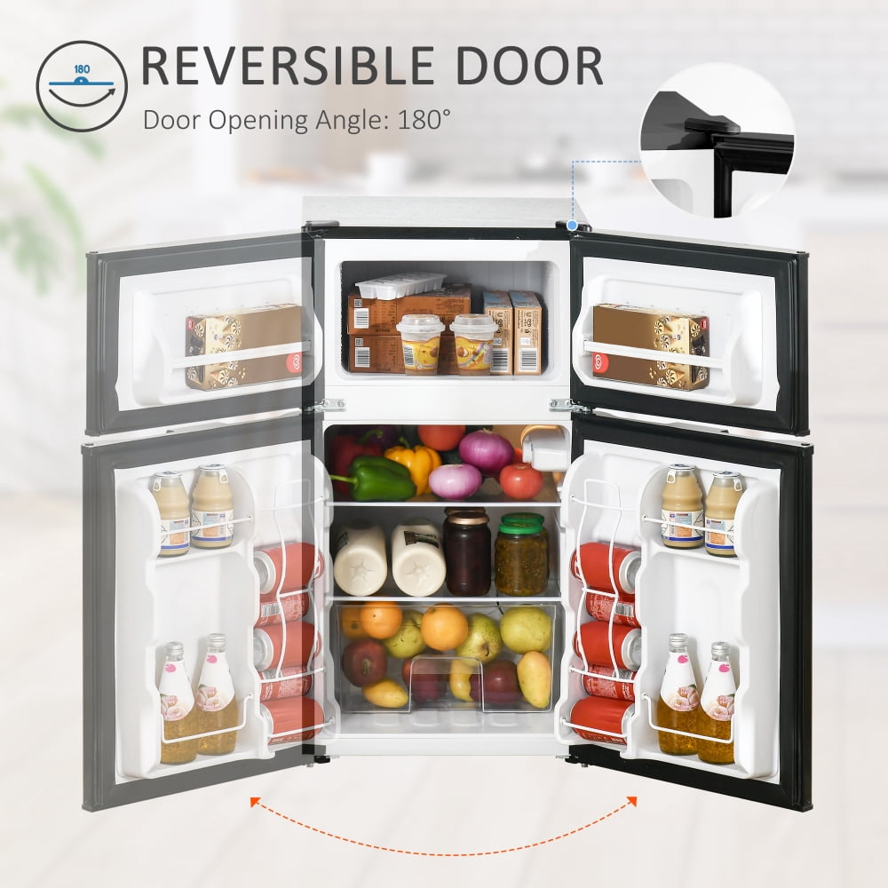 NOBOLEA 3.2 Cu.Ft Compact Mini Fridge with Freezer, 2-Door Refrigerator with Adjustable Thermostat, Reversible Door for Dorm, Office, Apartment