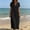 Black#11, variant on Women's Cotton Linen Summer Dresses Short Sleeve V Neck Button Maxi Dresses Sundress Casual Solid Loose Lightweight Breathable Quickly Dry Beach Vacation Dress