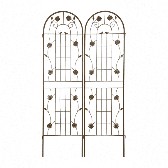 2 Pack Metal Garden Trellis - 71" x 19.7" Rustproof Trellis for Climbing Plants Outdoor - Decorative Garden Arch Trellis in Brown