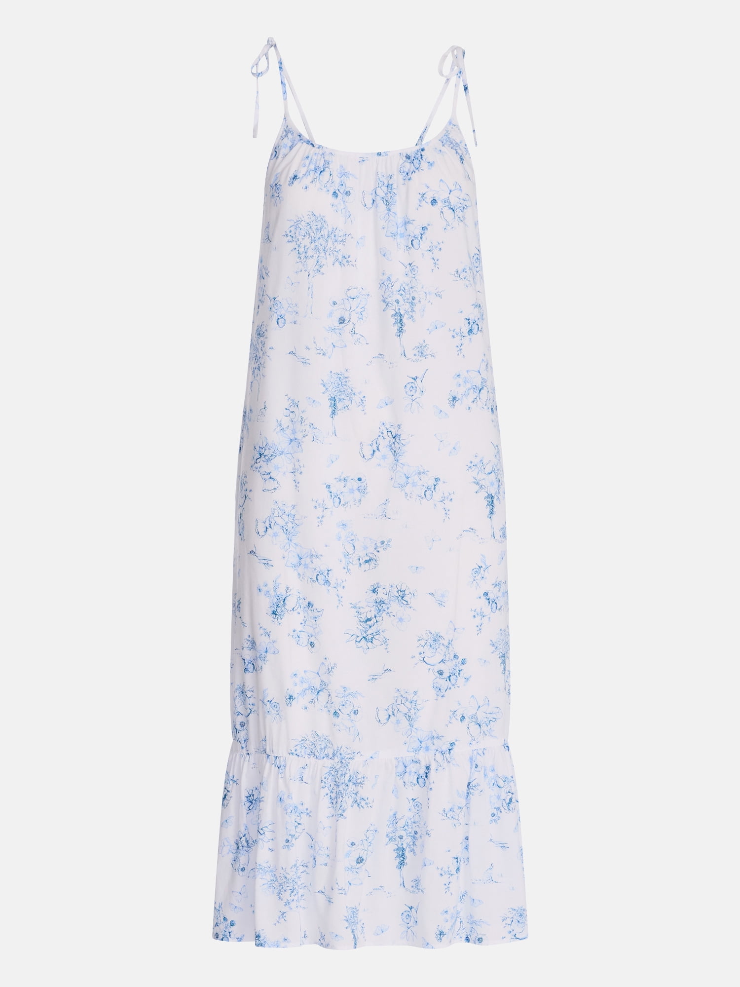 Joyspun Women's Woven Midi Sleep Gown with Shoulder Tie, Sizes XS-3X