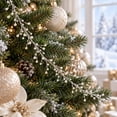 thumbnail image 3 of Crystal Beaded Christmas Tree Garland with Acrylic Icicle Drop Branches, 6 Feet, White and Clear, for Holiday Mantle and Table Centerpiece Decoration, 3 of 3