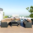 thumbnail image 3 of SYNGAR 6 Piece Outdoor Wicker Sofa Sets, Patio Conversation Sofa Sets with Dining Table, All Weather Rattan Sectional Furniture Set with Beige Cushions, for Garden, Backyard, Deck, Poolside, D7040, 3 of 13